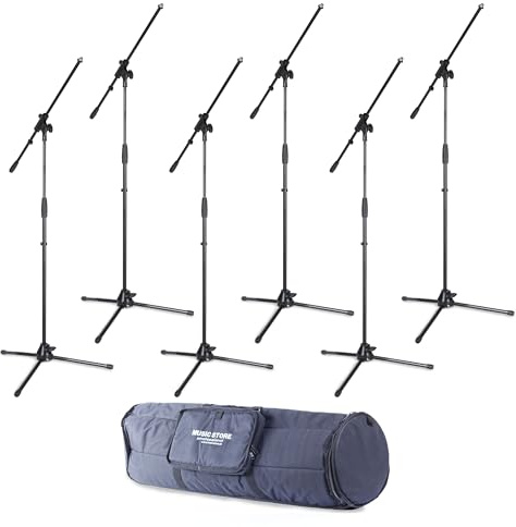 MUSIC STORE 6x MIC 5 MKII Mikrofonständer-Set, Nylon, gepolstert, wasserabweisend, Ideal für Mikrofonstative