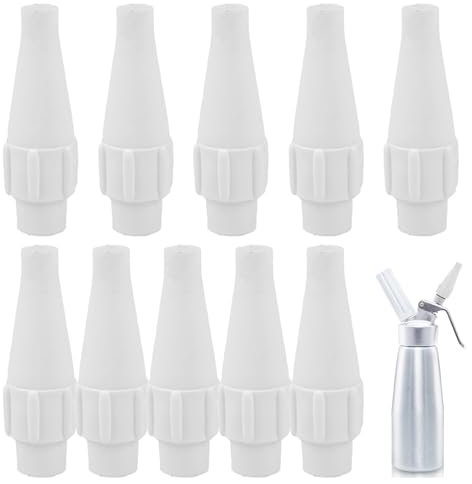 Whipped Cream Dispenser Silent Nozzle 10PCS Cream Dispenser 3x1x1 Inch Easy Installation Whipped Cream Canister Replacement Parts Supplies Whipped Cream Dispenser