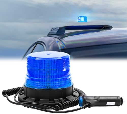 Biqiure Gyrophare Bleu LED,12V 24V Girophare LED Vehicule Magnétique d'Urgence Avertissement Strobe ON/OFF pour véhicule Tracteur de golf UTV Car Bus