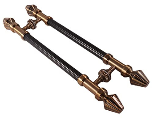 FQQPMS Door Handle Push Pull,Door Pull European Style Door Handle Push/Pull Aluminum Alloy, Retro Entry Barn Handle Bar with Install Fitting, for Wood Doors/Glass Doors/Sliding Doors (Color : Bras