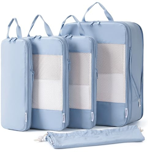 Narwey 5 Teilige Set Kompression Koffer Organizer, Compression Packing Cubes Koffer Organizer Set Kompression Packwürfel Travel Essentials Reisezubehör