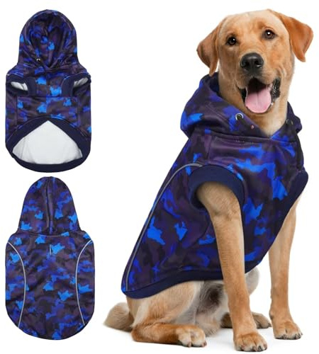 IECOii Kapuzenpullis Für Hunde,Hund Wintermantel Mit Leinenöffnung & Reflektierenden Streifen,Herbst Winter Hunde Hoodie, Hundepullover,Hundekleidung,Hund Fleece Pullover(M-4XL)