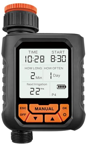 Arroseur de tuyau d'arrosage extérieur avec grand écran LCD, système d'irrigation programmable à 1 sortie pour pelouse et cour, arrosage manuel/automatique