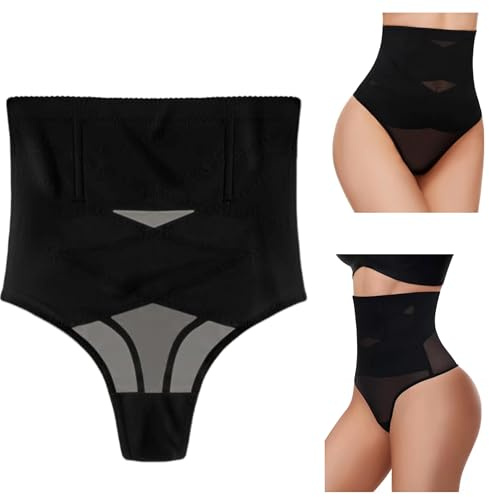 QZLSAYSL Panty Shapewear Femme， Haute sans Couture Shapewear Culotte Gaine Confortable Culotte Ventre Plat Invisible Femme (FR/ES, Alpha/Lettres, L, Taille Normale, Taille Normale, Noir)