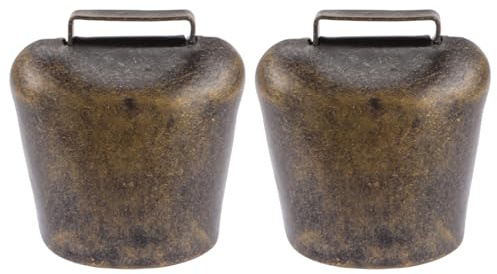 CLISPEED Campanelli per Bestiame 2 Pezzi in Ferro Zincato, Campanacci di Medie Dimensioni Placcatura Bronzo Antico, Accessori per L’agricoltura e Fornitura per Pascolo, Rumore Forte