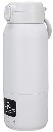 Luocute Chauffe-biberon Portable, Bouilloire électrique de Voyage Rechargeable sans Fil pour L'extérieur avec Plaque Chauffante 360° en Acier Inoxydable 316 500 Ml, Charge Rapide,