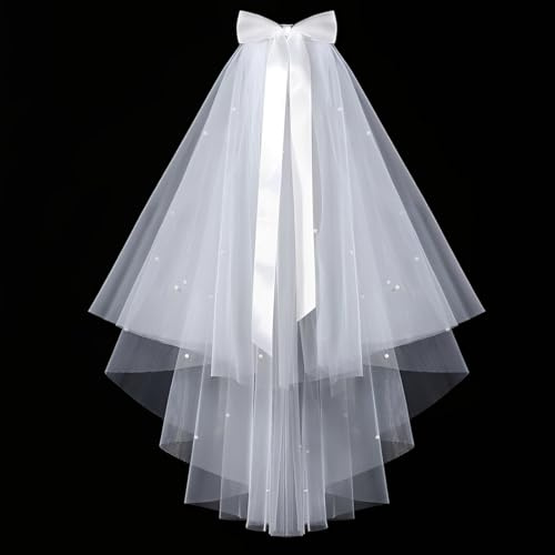 ZORVYN Velo de Novia Corto Elegante, Tul con Peineta, para Despedida de Soltera, Sueño de Boda, Accesorios de Novia (60 cm)
