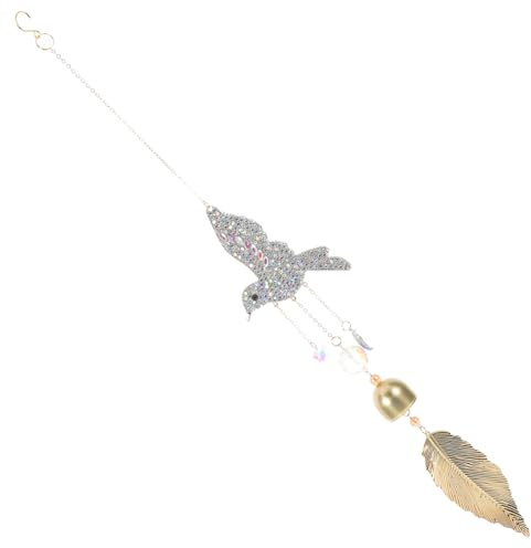 TOYZFRIENDY Adorno Colgante de Viento con y Pluma Metálica Campana de Viento Pájaro para Exterior Decoración para Jardín Ventana y Patio