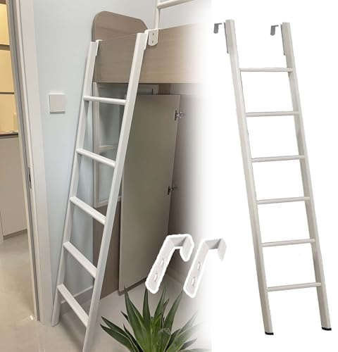 Scaletta per letto a castello con gancio, salvaspazio, per rimorchi da viaggio, 185 cm, ideale per piccoli spazi e facile accesso, colore: bianco