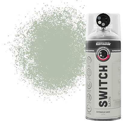 Rust-Oleum Switch 5 in 1 Nozzle Multi Surface Topcoat Decorative Spray Paint Aerosol 400ml Cotswold Sage Satin Finish