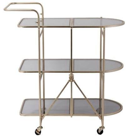 SHENJMAI Carro de Servicio Carritos de Bar Plegables Modernos Metal con Ruedas for Bebidas, Comida y Vino, Ideales for hoteles, hogares comedores