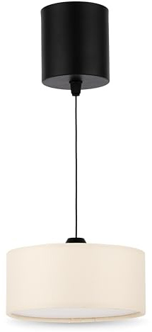 REV Pendelleuchte Akku - 120lm dimmbar 3 Farben, Timer 1-4h, höhenverstellbar (18-123cm), Hängeleuchte Wohnzimmer, Fernbedienung, Stoffschirm, beige