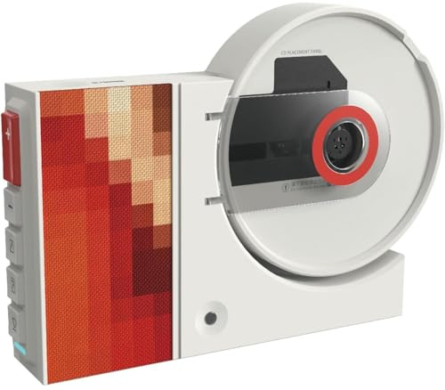 Lecteur CD Mural avec Haut-parleurs - Lecteur CD de Bureau avec télécommande, Lecture USB, Batterie Rechargeable, idéal pour la décoration intérieure et Les Petits espaces,Red