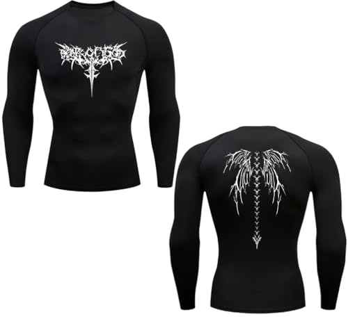 Hmhnsya T-Shirts De Vêtements De Compression Actifs pour Hommes avec Imprimé, T-Shirts De Sport, Séchage Rapide, Chemises De Fitness, Manches Longues Et Courtes Disponibles (CX001,TTG)
