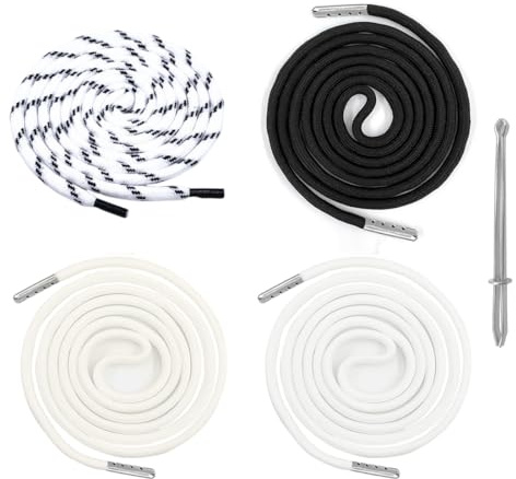 FIMWOLZ 4+1 Cuerdas para Sudaderas, Pantalones de Chándal, Cordones para Ropa, Cordón para Pantalones Ajustable con Aguja de Enhebrar (Negro, Blanco, Color Albaricoque, Negro con Puntos Blancos)