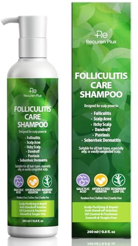 Folliculitis Treatment Scalp Psoriasis Shampoo: Scalp Cleanser for Seborrheic Dermatitis, Psoriasis, Acne, Dry & Itchy Scalp — Sulfate-Free