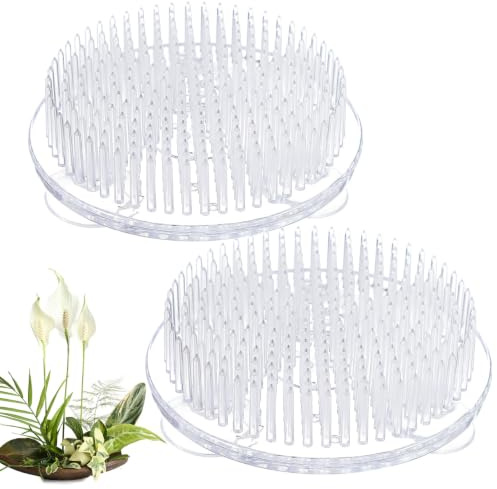 Luxshiny Lot de 2 grilles de fleurs pour vase en plastique avec 3 ventouses - Support rond pour arrangement floral - Durable et anti-basculement - Pour les cours d'arrangement floral