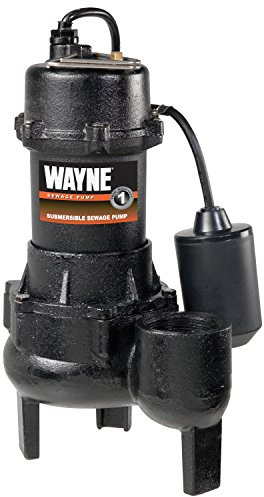 WAYNE RPP50-1/2 HP Cast Iron Sewage Pump with Piggy Back Tether Float Switch - Up to 6,200 Gallons Per Hour - Heavy Duty Sewage and Effluent Pump