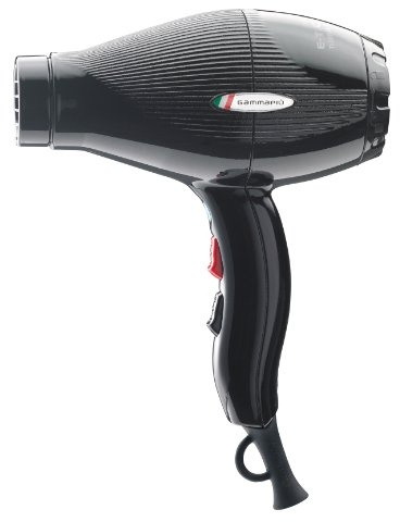 GAMMAPIU' Secador de Pelo Profesional E-T.C. Light, 3 Temperaturas, Ligero, Silencioso, Generador de Iones, 430 g, Rejilla Recubierta de Turmalina, W 1800-2100 (Enchufe ITALIA, Negro brillante)