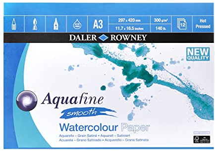 Daler Rowney Aquafine Bloc Acuarela Esprl Satin A3 300G/M² 12 hojas