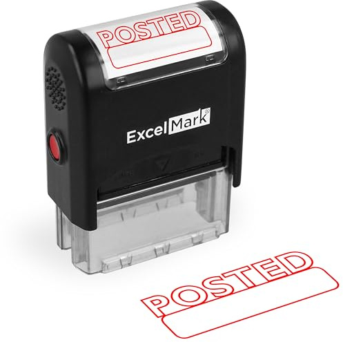 ExcelMark Posted Stamp Self-Inking Rubber Stamp - Red Ink for Office Use, Ideal for Efficient Document Management with Posted Stamps, Perfect for Professional Settings