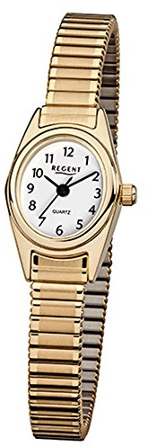 Regent Damenarmbanduhr Edelstahl goldplattiert Zugband F263