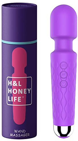 H&L Mini-Hand-Massagegerät mit 20 Vibrationsfrequenzen, kabellos, tragbar, elektrischer Massagestab, Rücken, Nacken, Schulter, Beine, Arme, Körpermassage, USB-Ladefunktion, wasserdichtes Silikon