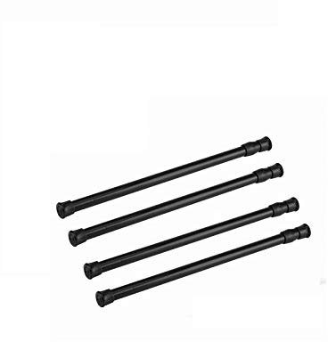 Spannstangen, 55,6 - 80,9 cm, verstellbare Federstahl-Schrankstangen, 4 Stück, Spannvorhangstange, Duschstange, ausziehbare Breite (schwarz)