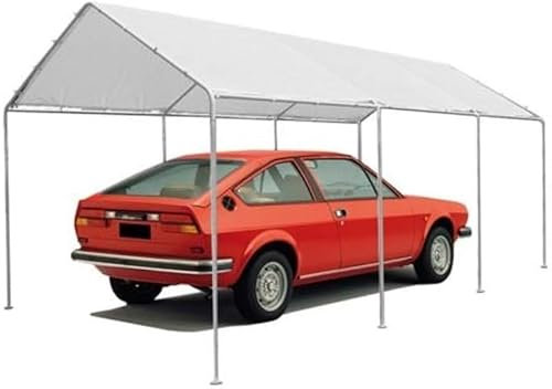 Gazebo Per Auto Garage Box Parcheggio Da Esterno 3x6MT In Acciaio Impermeabile Bianco