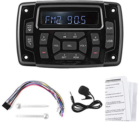 EBTOOLS Reproductor MP3 para Barcos, Reproductor MP3 12V Bluetooth FM Am Receptor estéreo IP66 Accesorio Impermeable para Barco Marino