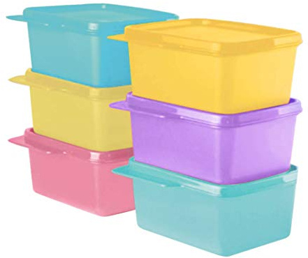 Tupperware 11155971 Contenitore per frigorifero in plastica, 500 ml, 6 pezzi, verde, viola, rosa, blu, giallo