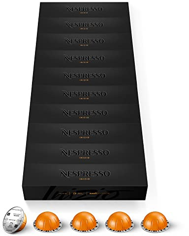 Nespresso Vertuo - 100 Capsules de café Inizio - Intensité 4 - Pour Gran Lungo 150 ml - (10 étuis de 10) | Café arabica, torréfaction douce, intensité 4, idéal pour Gran Lungo