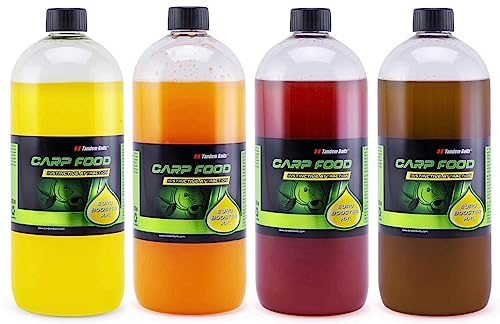 Tandem Baits Karpfen Futter Angelfutter Dip Für Boilies Karpfenboilies Attraktor Euro Booster XXL 4-er Set 1 L Flavour Mix Fisch