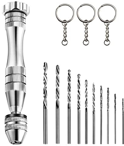 Handbohrer Spiralbohrer Bits Set 11Stk Mini Bohrmaschine Pin Vise mit 10 Stück Spiralbohrer(0.8-3mm) für Gießharz Bohren Modellbau Bastelarbeiten Resin Schmuckherstellung