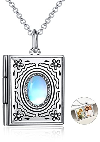 YFN Medaillon zum Öffnen für Bilder Sterling Silber Quadrat Foto Quadrat Halskette Geschenke für Damen Mädchen