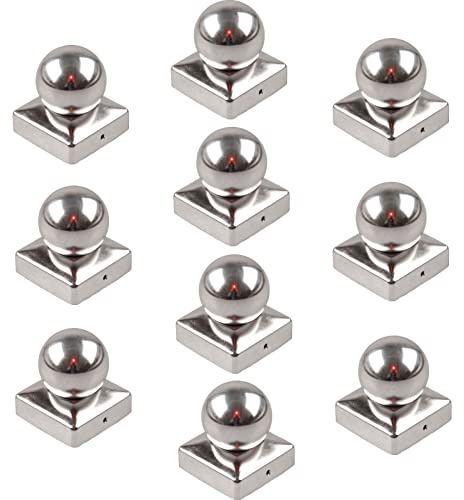 10x Edelstahl Pfostenkappe Abdeckkappe für Pfosten Kugel 91 mm 9x9 cm