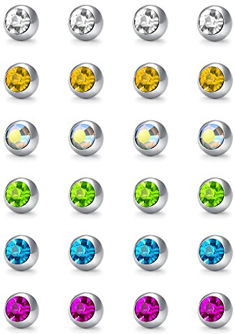 AceFun Bolas de 14 g, 5 mm Para Piercing de Ombligo, Lengua, Pezón e Industrial - Repuesto Roscado Externo - Plástico y Metal