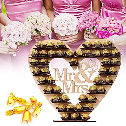Schokoladenständer, herzförmiges Schokoladenregal, hölzerne Liebesschokoladenregal-Ornamente für den Valentinstag, für Verlobungsjubiläum, Hochzeit, Valentinstag, Geburtstagsparty-Dekoration B
