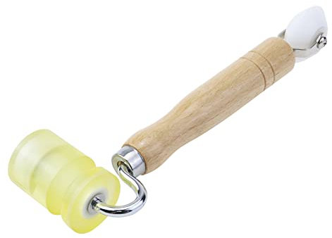 T Tulead Gummi Nahtroller Doppelwalze Tapete Nahtrolle mit Holzgriff (PU-Roller)