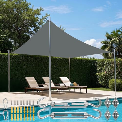 NAKIHOUSE Sonnensegel Wasserdicht mit Befestigungs Kit, 3 x 4 m UV Schutz Sonnenschutz Segel für Garten, Balkon & Terrasse (Grau)