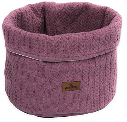 Puckdaddy® Aufbewahrungskorb Thea, Beere, Baumwolle, Zopfstrickmuster | 100 % Baumwolle, Beere, Aufbewahrungskorb 22×22 cm, Zopfstrickmuster, OEKO-TEX® geprüft