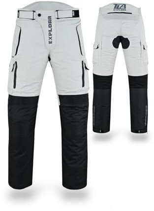 Pantalon de Moto TLA EXPLORA avec Protection 2 Couches, 4 Saisons, Rembourrage Amovible, imperméable, Tailles jusqu'à 7XL Unisexe, Pantalon Moto pour Touring, Enduro, Quad et motoneige