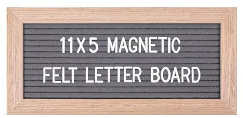 G GAMIT Kleines magnetisches Filz-Briefbrett, 27,9 x 12,7 cm, mit austauschbaren Buchstaben und Zahlen, Nachrichtenbrett, Buchstabenschild in Holzrahmen für Ankündigung und Benachrichtigung (grau)