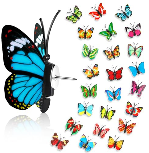 36Packs Colorful Butterfly Thumb Tacks Decorative Push Pins Cute Pushpins for Bulletin Board Cork Board Cubicle Fabric Wall Office Home Decor Hanging Accessories Random Pattern Decorations