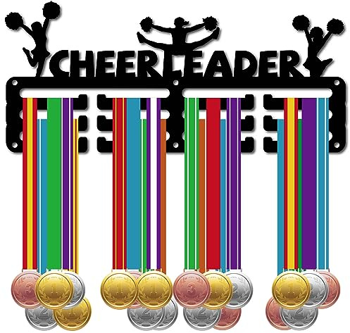 CREATCABIN Cheerleader-Medaillenhalter,Medaillenaufhänger,Präsentationsständer,Sport-Metallaufhängung,Auszeichnungen,Eisen,Kleine Halterung,Auszeichnungen Für Abzeichen,Marathon,Schwarz,29x13cm