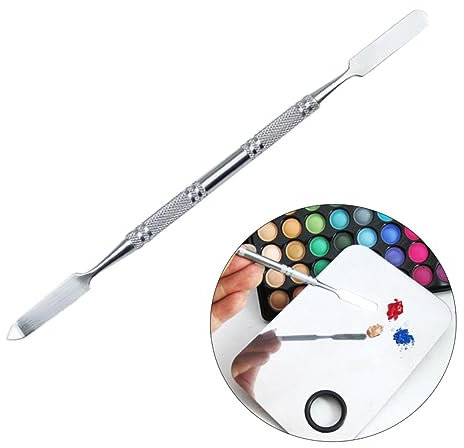 minkissy Stainless Steel Makeup Mixing Stick for Foundation Eye Shadow Silver Embossing Tool Professional Easy Clean