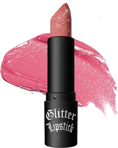 Glitzer-Lippenstift, Wasserdichter Lang anhaltender Lipgloss, Diamond Metallic Funkelnder Matt Lippenstift, Matte Glitter Lipstick Lip Gloss für Frauen Lippen Make-up, Geschenk zum Frauentag -02 Rosa