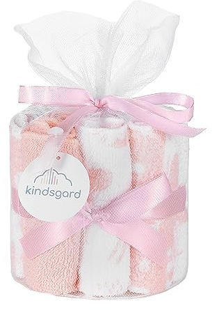 kindsgard Vaskedag - Set di 12 panni per la pulizia del bambino, rosa antico, 100% cotone, morbidi e assorbenti, 20 x 20 cm, lavabili, facili da pulire, sostenibili, perfetti per la cura dei neonati e