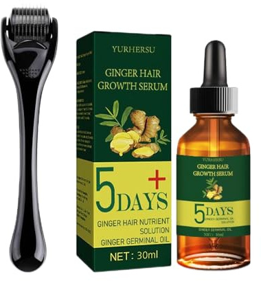 Dermaroller Set Microneedling with Hair Growth Serum, Anti Hair Loss, Hair Growth Agent, Professional Titanium Needles Skin Roller for Stimulating New Hair Growth (0.25mm kits)