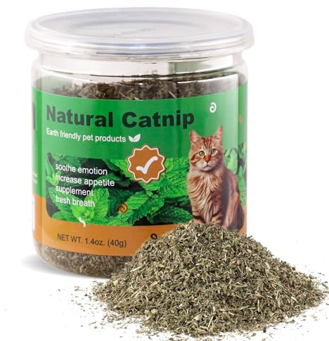TZL Natural Catnip, Organic Cat Grass, Dried Catnip Leaves, Used for Refillable Catnip Toys, Delicately Sealed and Packaged for Easy Store (40g)